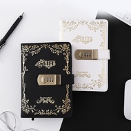 {Wenchuang office} A5 B6 Password Notebook Retro with Lock Notebooks PU Leather Lock Diary Traveler Notepad Journal Planner School Stationery Gifts