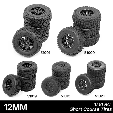 KKPIT 1/10 RC Short Course Tires All-Terrain Tires - For Track, Gravel, Dirt & Road - Durable 12MM&1
