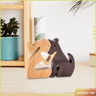 [YoyoyocfMY] Man And Dog Wooden Statue Wooden Man Dog Carving Model for Dog Lover Desk