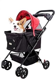Pet Cart 2-in-1 Multi-function Dog Cat Sports Car 4 Wheels Traveling Cart with Cup Holder for Small 