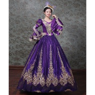 PO Muslimah Medieval purple blue black green glitter Long Sleeve Victorian Ball Gown Dress Wedding B