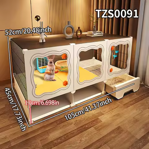 Indoor Rabbit Cage with Toilet, Rabbit Villa, Small Dog Cage, Kitten Cage, Guinea Pig Cage, Empty Ca