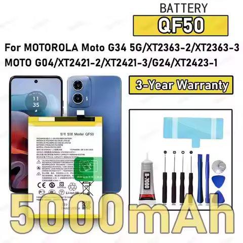 100% New High Quality QF50 Battery For MOTOROLA MOTO G34 5G/XT2363-2/MOTO G04/XT2421-2/MOTO G24 Repl