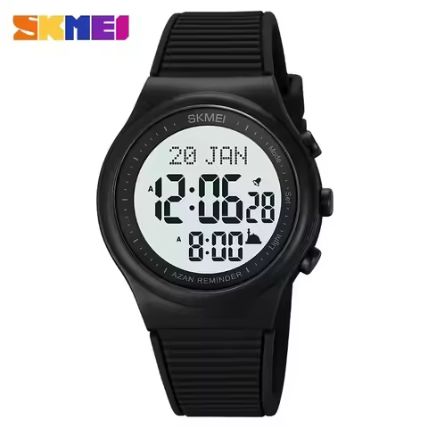 Skmei 1981 Watch for Prayer with Qibla Compass Adhan Alarm Hijri Islamic Wrist reloj hombre Back Lig