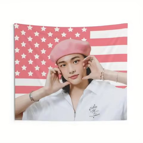 1pc SKZ Hyunjin Kpop American Flag Tapestry Perfect for Decorating Dorms Living Rooms And Bedrooms