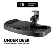 ULTi Clamp-on Storage Tray, Under Desk Drawer with Mouse Pad &amp; Wrist Rest, Office Desk Organizer - Stash &amp; Swivel Design