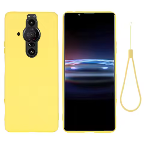 For Sony Xperia Pro-I liquid Silicone Soft Case Cover Shell Back Cover With Strap Shockproof Phone C
