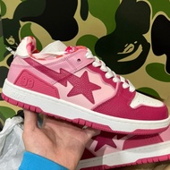 [Ready stock] BAPE Sk8 STA OEM low top pink flat shoes unisex thick sole fashion and lightweight spo