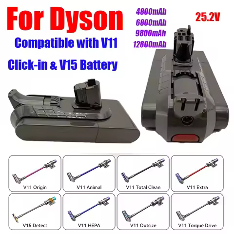 12.8Ah V11 Replacement Battery For Dyson V15 Battery Button Click in Installation Style Battery V11 