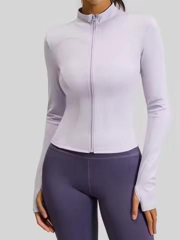 Women's Zip - Up Sports Jacket with Stand - Up Collar, Slim Fit for Workout & Yoga