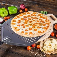 Perforated Pizza Peel 12 Inches Aluminum Pizza Paddle Nonstick Pizza Turning Peel with Anti-Scald Ha