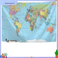 World Map Tapestry High-Definition Map Fabric Wall Hanging Decor Watercolor Map Letter Polyester Tab
