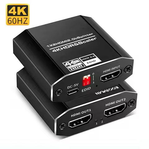 1 Duplicate to 2 HDMI Displays 4K@60Hz HDMI Splitter 1 in 2 Out with Scalar High Speed HDMI Cable Su