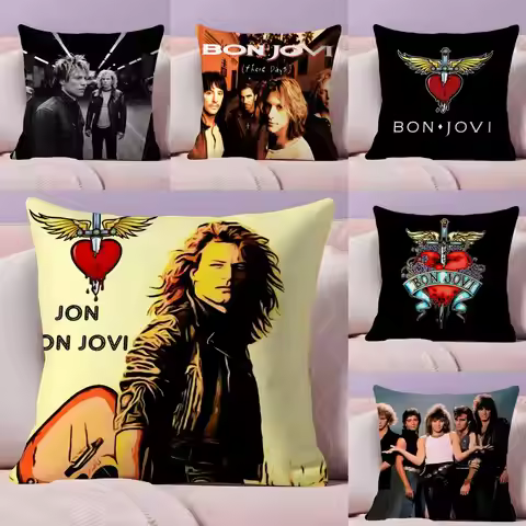 B-Bon J-Jovi Rock Cushion Cover Plush Fabric Soft Double-Sided Printed Sofa Warm Winter Home Gift Pi