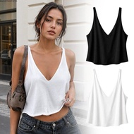 Backstreet4fzs Spaghetti Strap Top - Deep V-Neck Sleeveless Crop Top | Casual Women's Wear