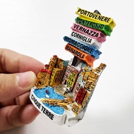 Italy National Park Five Fisheries Village Road Sign Magnetic Refrigerator Stickers High-End Tourist