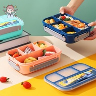 4-Compartment Plastic Lunch Box, Microwave-Safe Bento Box for Students & Office Workers, Leak-Proof 