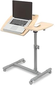 Height Adjustable Mobile Laptop Stand, Mobile Standing Desk/Height Adjustable From 23'' To 33.4'' | Rolling Presentation Cart, Wide Platform, Locking Wheels-Log Color