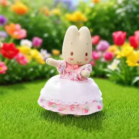 Sanrio Marron Cream Rabbit Charm Floral Dress Movable Pendant Model Gift Figures Collect Ornament