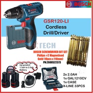 GSR120-LI CORDLESS DRILL+GOLD SCREW DRIVER BIT SET(2608522373+X-LINE 33PCS OR X-LINE 38PCS SCREWDRIV