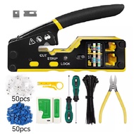 Grade Crystal Head Through Hole Pliers Engineering RJ45 Tester Network Cable Set Cross-Border Networ