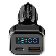 Car USB Charger PD Fast Charge QC4+Digital Display Battery Voltage Suitable for Apple Huawei Xiaomi