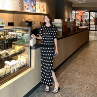 baao  Bangkok Knit Polka Dots Round Neck Top And Skirt Coordinates terno