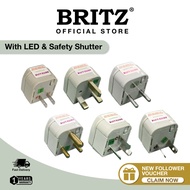 BRITZ Universal Travel Adapter With LED And Safety Shutter (100% Pure Copper,  Not Too Loose Or Too 