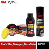 3M™ Black and Shine 440 ml + Car Shampoo + PASTE WAX แชมพูล้างรถ + โฟมทำคามสะอาดพร้อมเคลือบเงายางรถย