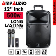 Ampaudio 12 inch Portable Speaker with Wireless Mic Bluetooth Portable