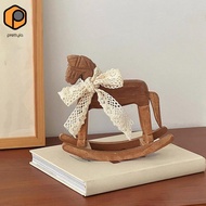 [prettyia] Wooden Rocking Horse Decor Horse Rocker Statue for Yard Desktop Book Shelf