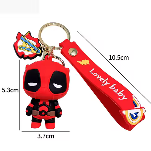 MINISO Anime Cartoon Marvel Deadpool Groot Venom Captain America Hulk Spider-Man Plastic Car Keychai