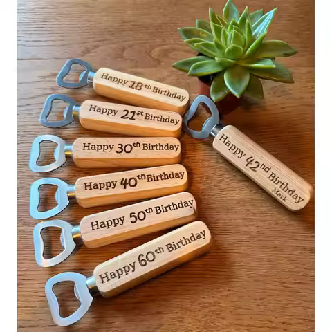 Birthday Bottle Opener 18th 21st 30th 40th 50th 60th Wood Beer Bottle Opener Fathers Day Birthday Pa
