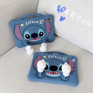 3D Stitch Thumb Folding Stand With Pencil Holder & Lanyard Shoulder Strap Bracket Kids Tablet Cover 