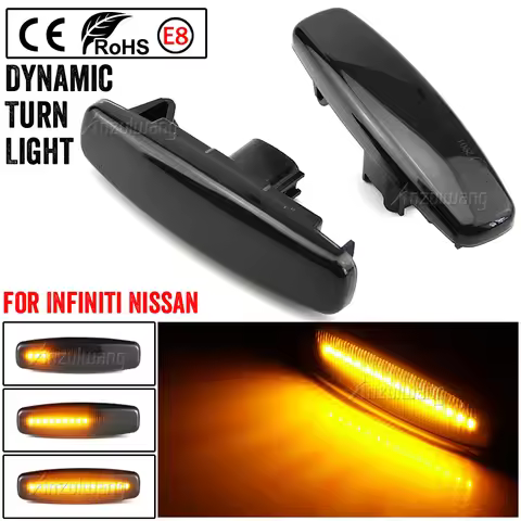 2Pcs Turn Signal Lights Dynamic Blinker LED Side Marker For Infiniti EX25 EX35 EX37 FX35 FX37 G25 G3
