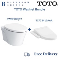 TOTO CW822REJT2 Wall Hung Rimless Tornado Flush Toilet Bowl with Washlet TCF23410AAA Electric Bidet