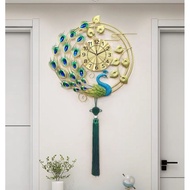 (SG Stock ) Peacock clock wall clock home decoration metal clock