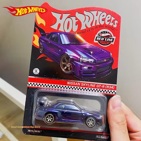 Original 1/64 Hot Wheels RLC GTR R34 Chameleon Red Line Club Car Model Alloy Car Model Iron Bottomed