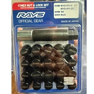 RAYS 17 HEX LUG NUT AND LOCK SET (M12 X 1.5) ORIGINAL JAPAN