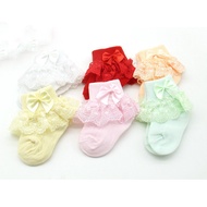 ✨ Kimi ๑ Newborn Baby Socks Pearl Flower Ruffled Lace Princess Socks Infant Warm Socks