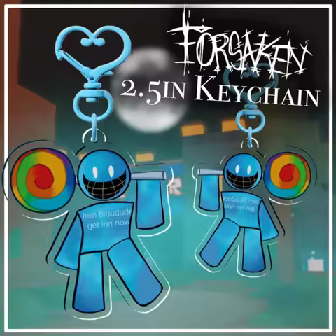 Forsaken 2.5in Bluudud / C00lkidd Acrylic keychain Cartoon game Character pendant, Blue and red matc