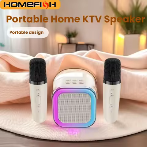 HOMEFISH K12 Karaoke Machine Portable 5.3 PA Speaker System with 1-2 Wireless Microphones Home Famil