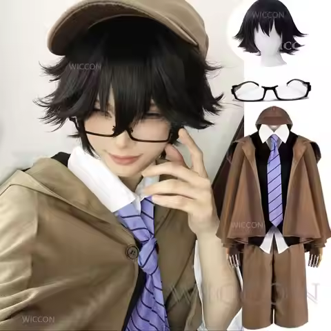 Ranpo Edogawa Cosplay Costume Wig Anime BSD Season 4 Hunting Dog Cloak Hat Glove Jacket Pants Tie Bl