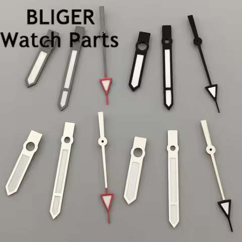 BLIGER silver black watch hands green luminous hands fit NH35 NH36 Mingzhu DG2813 3804 movement