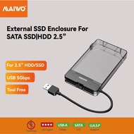 MAIWO SATA SSD Enclosure HDD Case USB3.0 5Gbps to 2.5inch Hrad Disk UASP Screwless attached with USB A Cable PP box Compatible with Samsung  Hitach WD SEAGATE 6TB