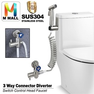 M MALL Bathroom Accessories SET 3 WAY DIVERTER VALVE WATER SEPARATOR Tap T Connector Toilet with han