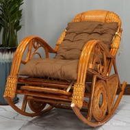 WJ01Natural Real Rattan Rocking Chair Recliner Adult Balcony Home Leisure for the Elderly Couch Rattan Rattan Chair Rock