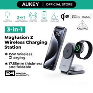 AUKEY LC-MC312 MagFusion Z Qi2 MFW 3-in-1 15W Foldable Magnetic Fast Wireless Charging Station