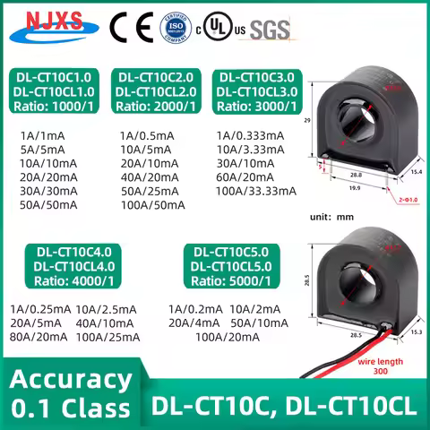 Mini Precision CT Current Transformer 0~125A DL-CT10CL 1000/1 2000/1 3000/1 4000/1 5000/1 Sensor AC 