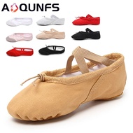 【Limited Stock Available】 Aoqunfs Girls Ballet Shoes Canvas Soft Sole Ballet Dance Slippers Flat Children Kids Practise Ballerina Shoes Women Dance Shoes